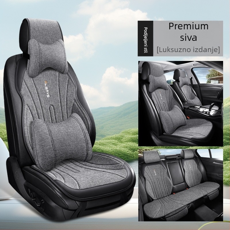 Prozračna lanena podložka za auto sjedalo zimi, polupokriven jastučić za vozačko sjedalo, udobna
