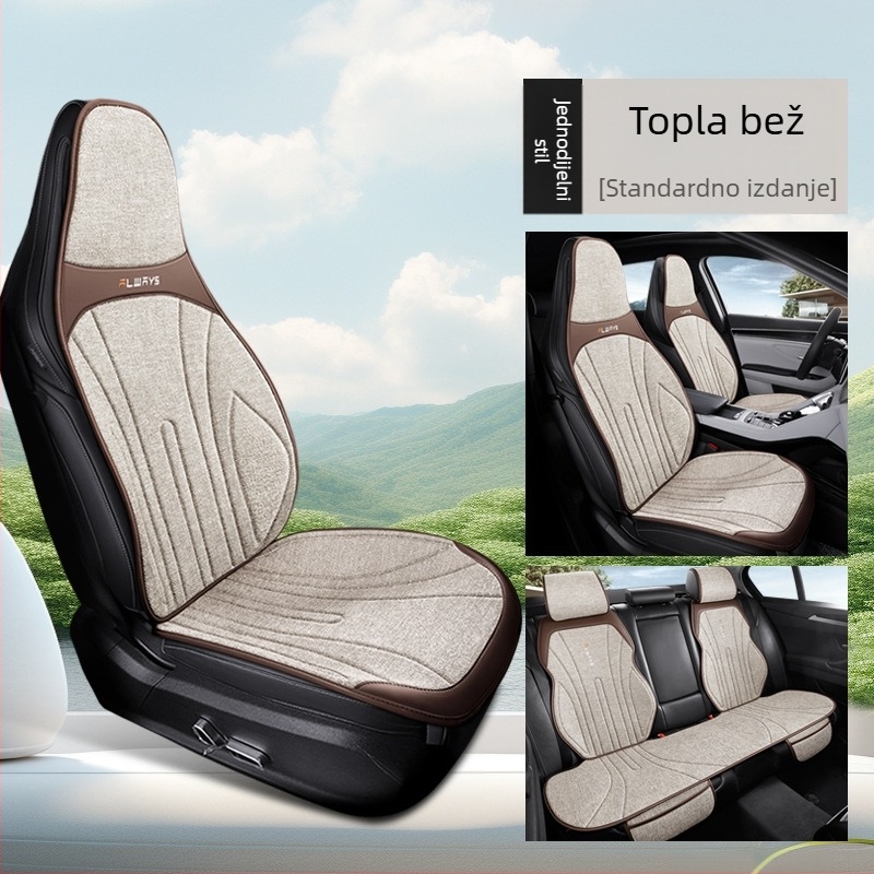 Prozračna lanena podložka za auto sjedalo zimi, polupokriven jastučić za vozačko sjedalo, udobna
