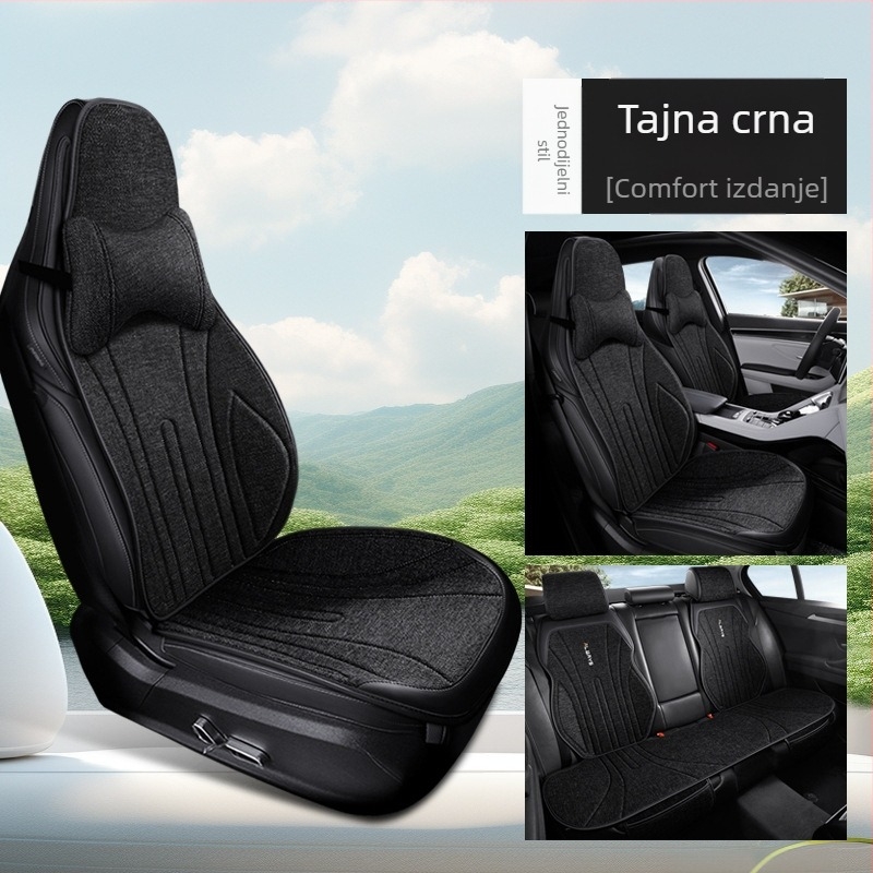 Prozračna lanena podložka za auto sjedalo zimi, polupokriven jastučić za vozačko sjedalo, udobna