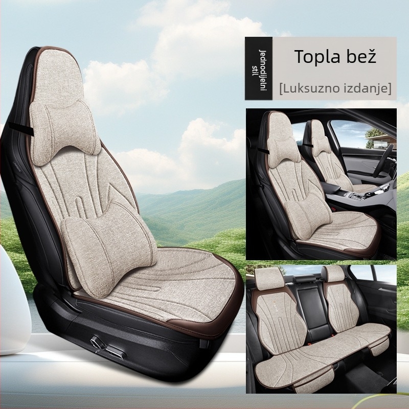 Prozračna lanena podložka za auto sjedalo zimi, polupokriven jastučić za vozačko sjedalo, udobna