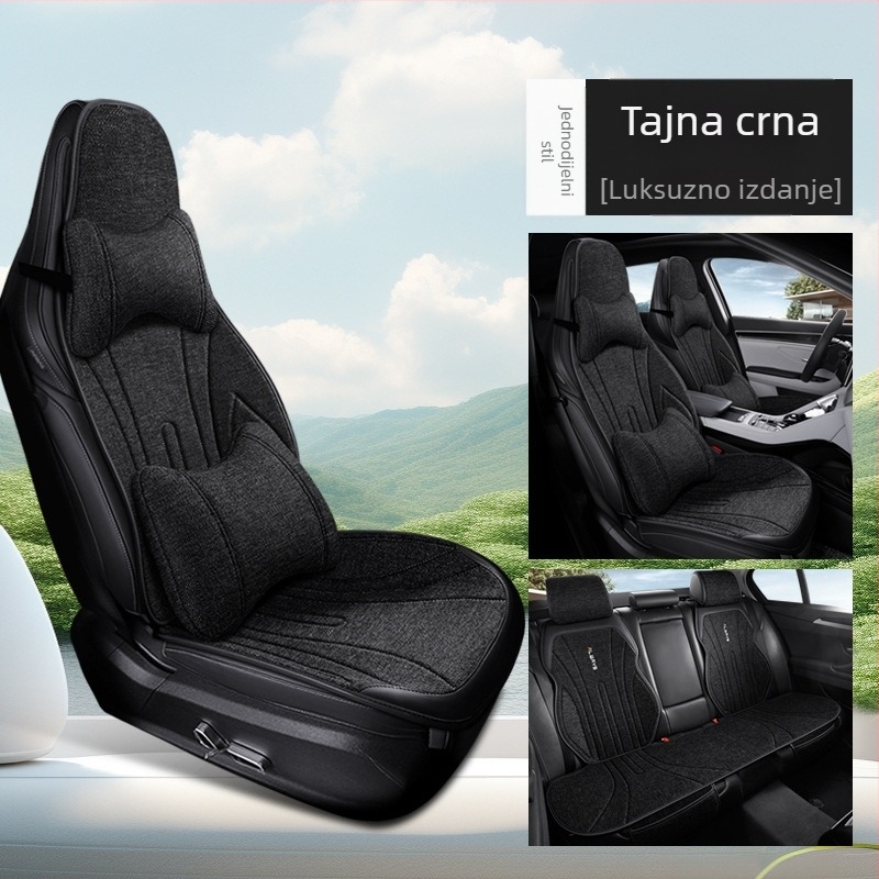 Prozračna lanena podložka za auto sjedalo zimi, polupokriven jastučić za vozačko sjedalo, udobna