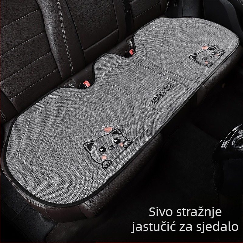 Set jastuka za auto s dizajnom mačje srce, za sve sezone, prozračan, punjenje od sintetičkih vlakana, uključuje jastuk za sjedalo i jastuk za leđa.