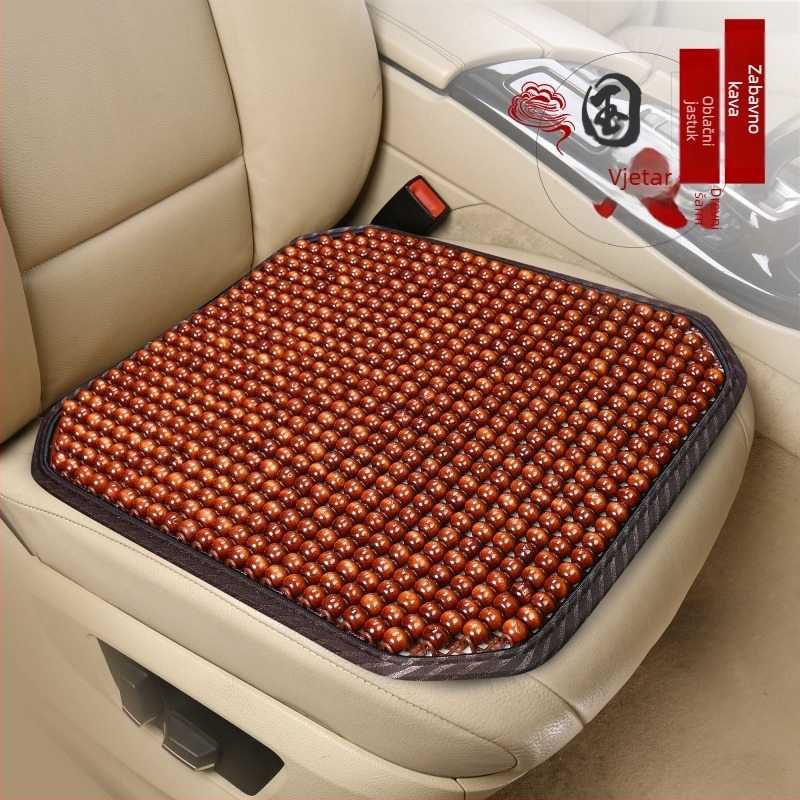 Sjedalni jastuk za automobil s drvenim perlicama i prozračnim punilom, ljetna upotreba, univerzalna kompatibilnost, prilagodljiva obrada