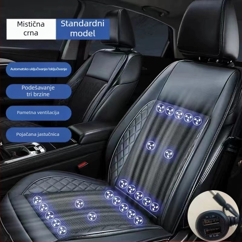 Ljetna automobilna ventilirana podloga za sjedenje s USB sučeljem i ventilatorom u naslonu