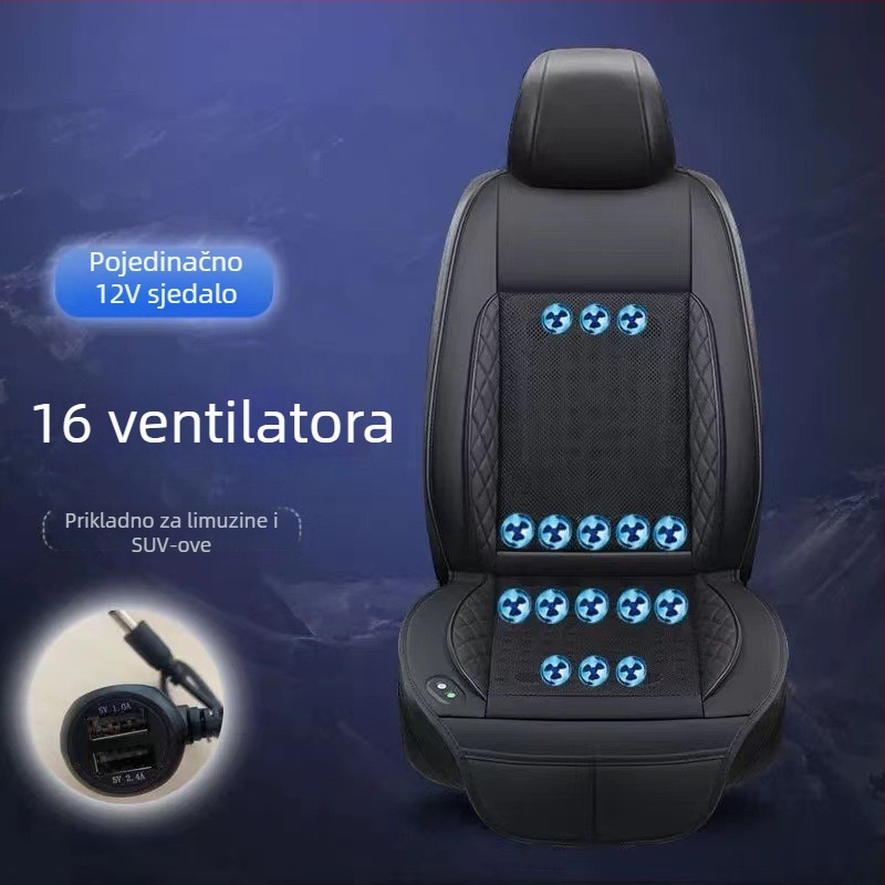 Ljetna automobilna ventilirana podloga za sjedenje s USB sučeljem i ventilatorom u naslonu