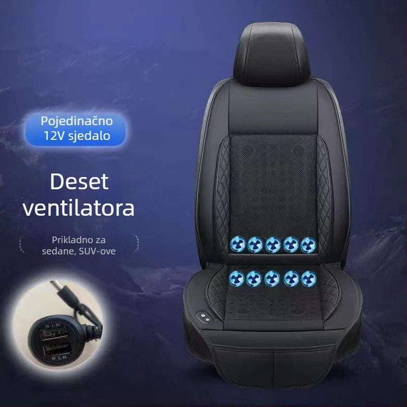 Ljetna automobilna ventilirana podloga za sjedenje s USB sučeljem i ventilatorom u naslonu