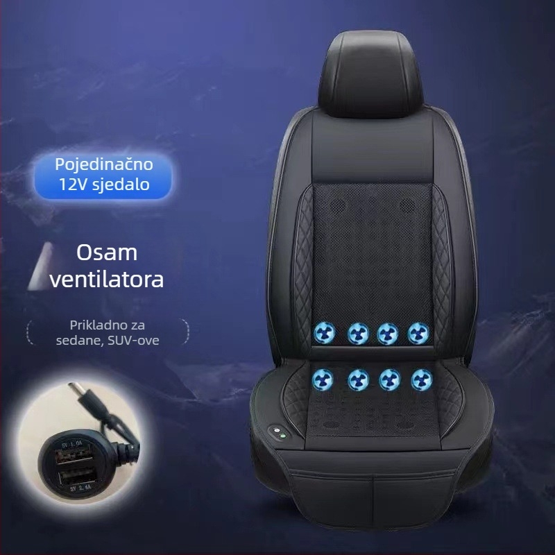 Ljetna automobilna ventilirana podloga za sjedenje s USB sučeljem i ventilatorom u naslonu