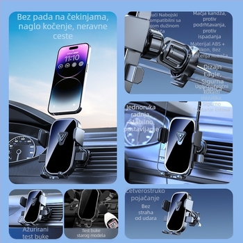 Držač za telefon u automobilu za ploču s instrument pločom i ventilacijskim otvorom – horizontalni i vertikalni zaslon, klik montaža, univerzalno za vozila