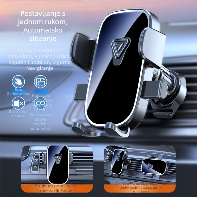 Držač za telefon u automobilu za ploču s instrument pločom i ventilacijskim otvorom – horizontalni i vertikalni zaslon, klik montaža, univerzalno za vozila