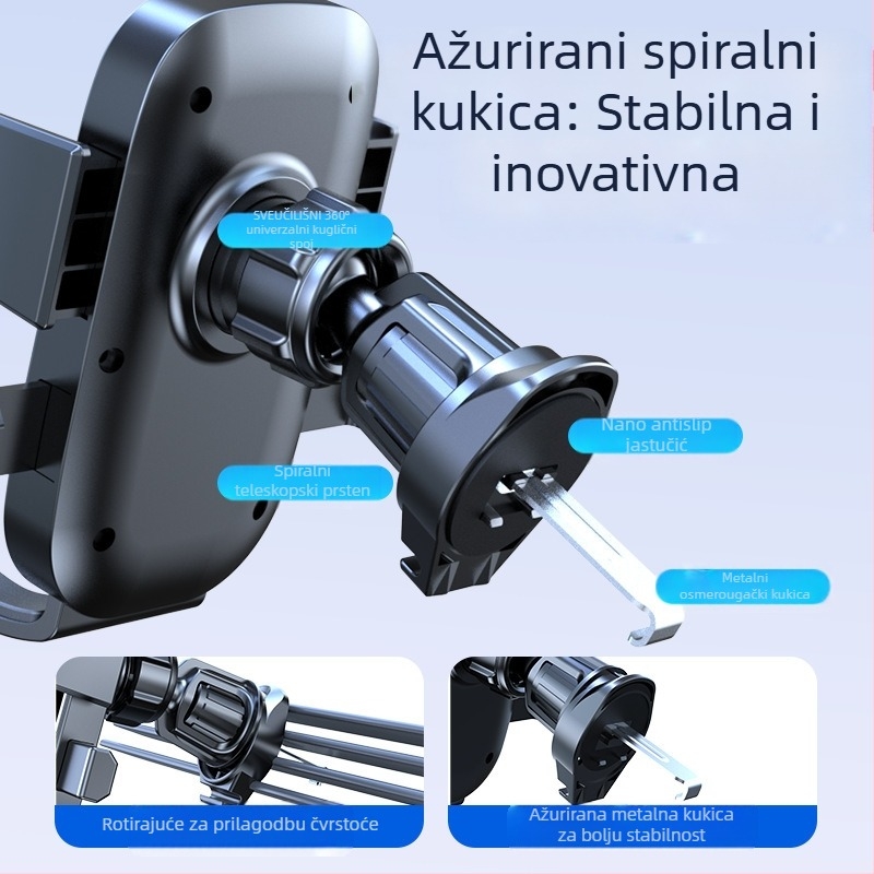 Držač za telefon u automobilu za ploču s instrument pločom i ventilacijskim otvorom – horizontalni i vertikalni zaslon, klik montaža, univerzalno za vozila