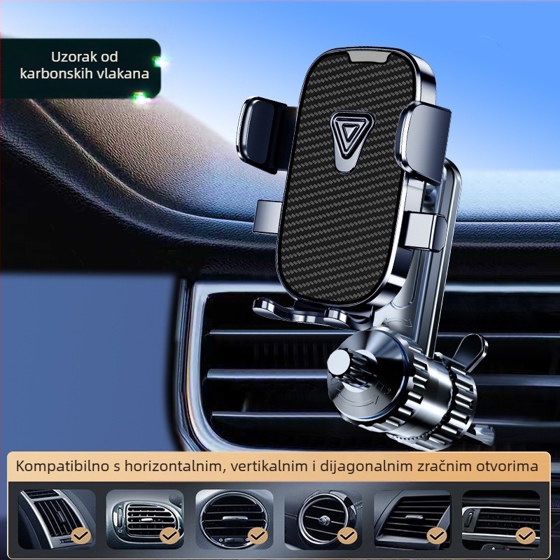 Držač za telefon u automobilu za ploču s instrument pločom i ventilacijskim otvorom – horizontalni i vertikalni zaslon, klik montaža, univerzalno za vozila