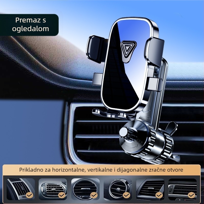 Držač za telefon u automobilu za ploču s instrument pločom i ventilacijskim otvorom – horizontalni i vertikalni zaslon, klik montaža, univerzalno za vozila