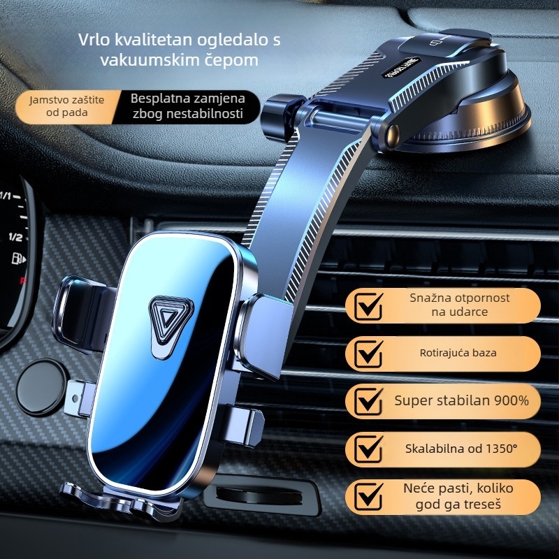 Držač za telefon u automobilu za ploču s instrument pločom i ventilacijskim otvorom – horizontalni i vertikalni zaslon, klik montaža, univerzalno za vozila