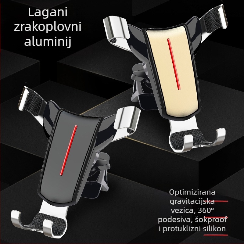 Auto držač za telefon s gravitacijskim mehanizmom za otvor zraka, od aluminijske legure, univerzalni