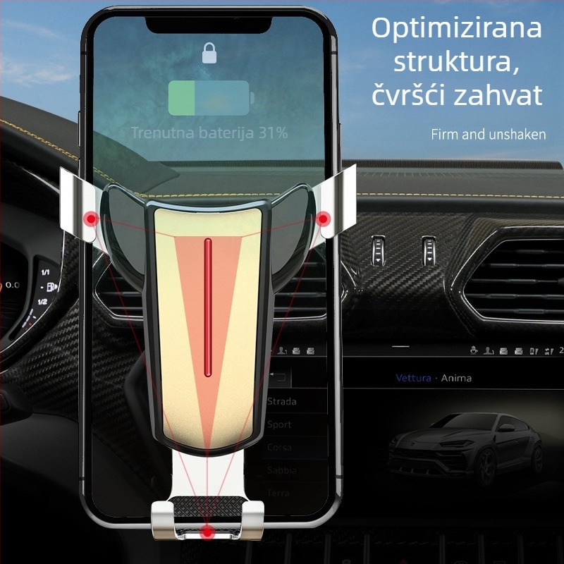 Auto držač za telefon s gravitacijskim mehanizmom za otvor zraka, od aluminijske legure, univerzalni