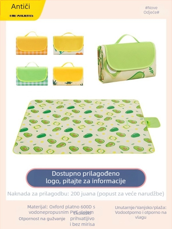 Piknik podmetač – otpornost na vlagu, debela, vodootporna kamping podloga; Oxford platno, PVC premaz; 1200 g; za 6–16 osoba