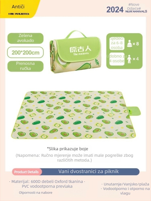 Piknik podmetač – otpornost na vlagu, debela, vodootporna kamping podloga; Oxford platno, PVC premaz; 1200 g; za 6–16 osoba