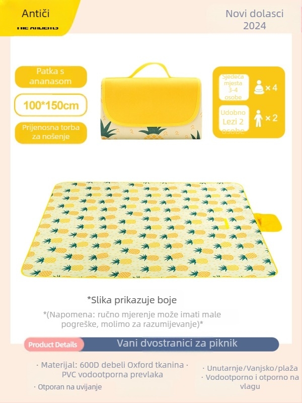 Piknik podmetač – otpornost na vlagu, debela, vodootporna kamping podloga; Oxford platno, PVC premaz; 1200 g; za 6–16 osoba