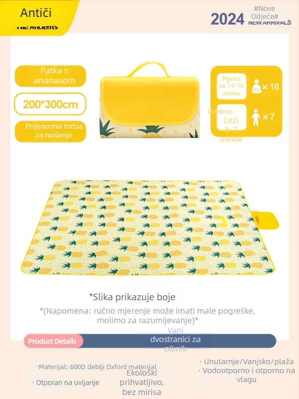 Piknik podmetač – otpornost na vlagu, debela, vodootporna kamping podloga; Oxford platno, PVC premaz; 1200 g; za 6–16 osoba