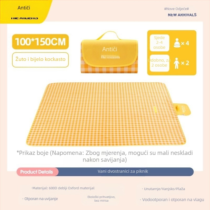 Piknik podmetač – otpornost na vlagu, debela, vodootporna kamping podloga; Oxford platno, PVC premaz; 1200 g; za 6–16 osoba