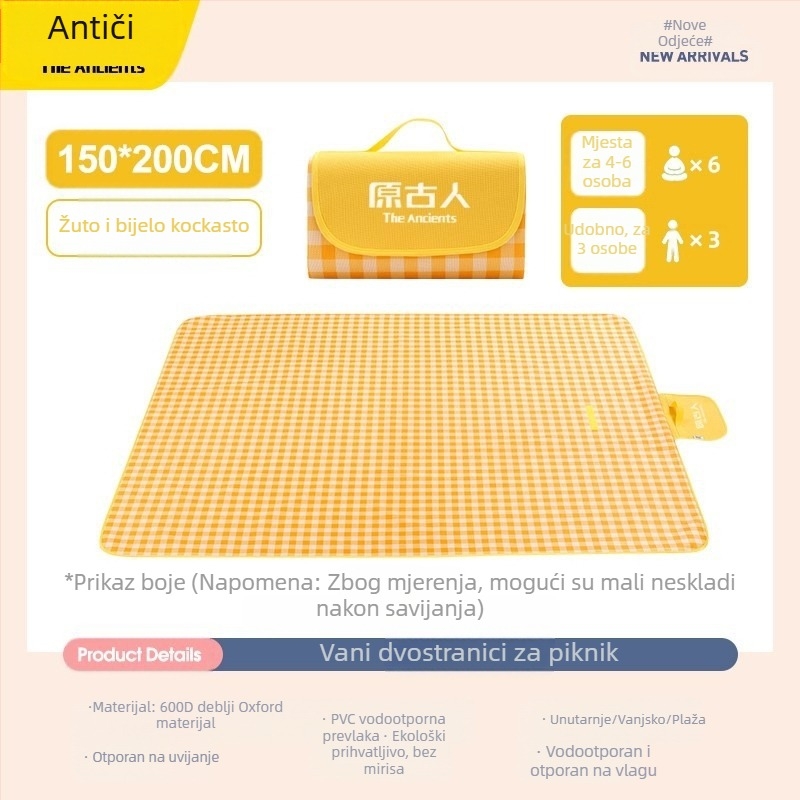 Piknik podmetač – otpornost na vlagu, debela, vodootporna kamping podloga; Oxford platno, PVC premaz; 1200 g; za 6–16 osoba