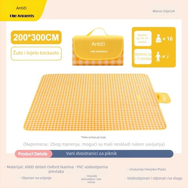 Piknik podmetač – otpornost na vlagu, debela, vodootporna kamping podloga; Oxford platno, PVC premaz; 1200 g; za 6–16 osoba