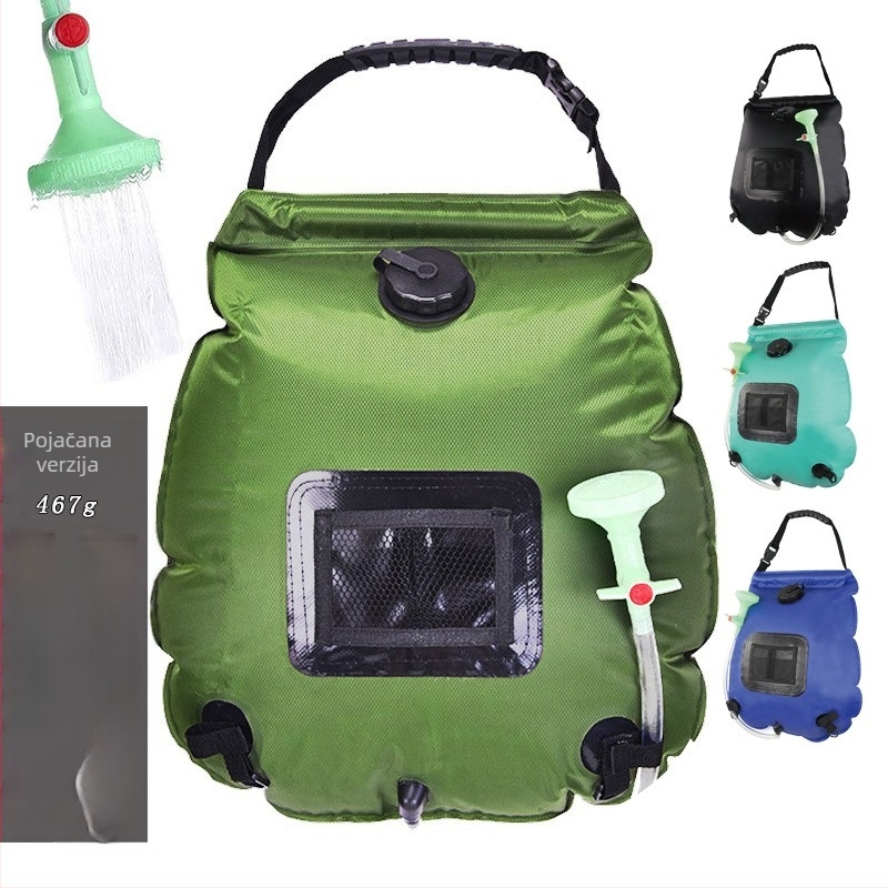 Vanjska vodena torba za kampiranje, prijenosna tuš torba, 20 L, PVC i vodootporna tkanina