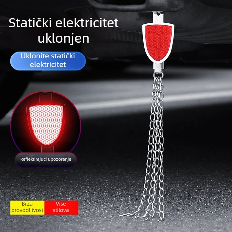 Automobilski eliminator statičkog elektriciteta – podesivi četverovijeni kovni reflektirajući elektrostaticki pojas, viseći tip, anti-statički (Marka: Turning Point)