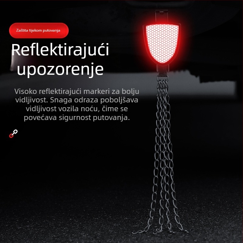 Automobilski eliminator statičkog elektriciteta – podesivi četverovijeni kovni reflektirajući elektrostaticki pojas, viseći tip, anti-statički (Marka: Turning Point)