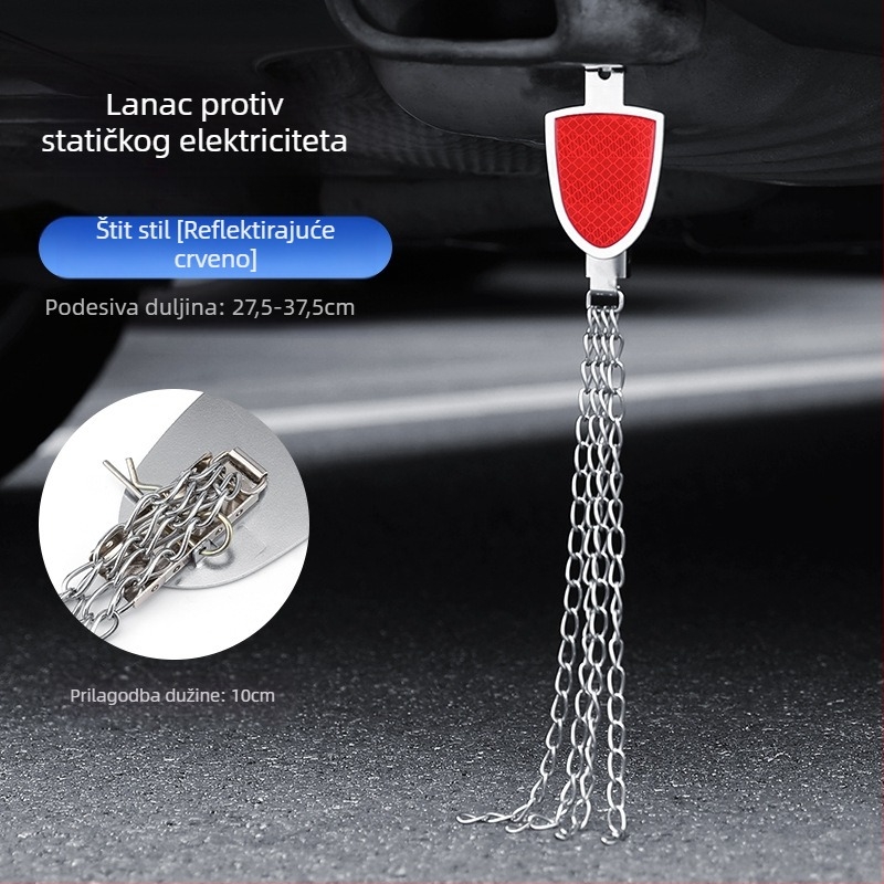 Automobilski eliminator statičkog elektriciteta – podesivi četverovijeni kovni reflektirajući elektrostaticki pojas, viseći tip, anti-statički (Marka: Turning Point)