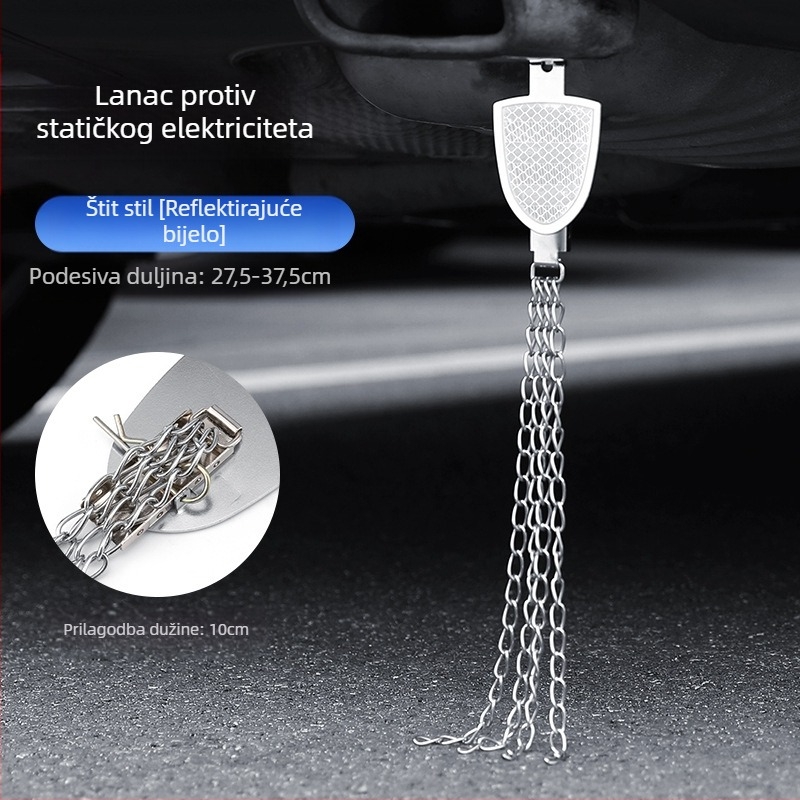 Automobilski eliminator statičkog elektriciteta – podesivi četverovijeni kovni reflektirajući elektrostaticki pojas, viseći tip, anti-statički (Marka: Turning Point)