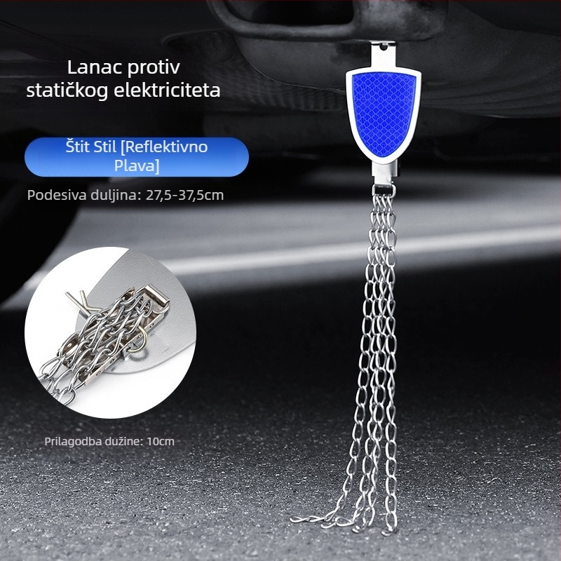 Automobilski eliminator statičkog elektriciteta – podesivi četverovijeni kovni reflektirajući elektrostaticki pojas, viseći tip, anti-statički (Marka: Turning Point)