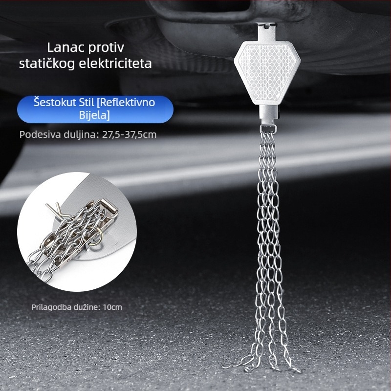 Automobilski eliminator statičkog elektriciteta – podesivi četverovijeni kovni reflektirajući elektrostaticki pojas, viseći tip, anti-statički (Marka: Turning Point)
