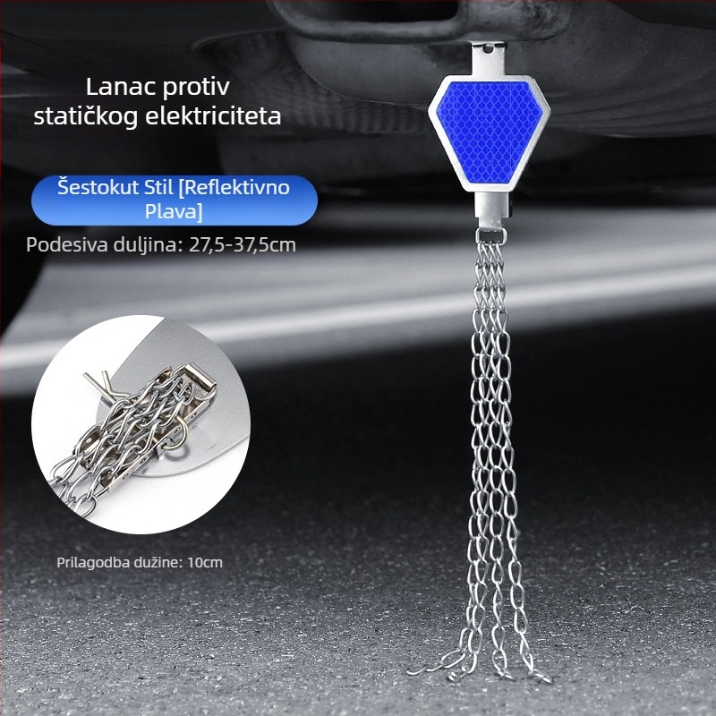 Automobilski eliminator statičkog elektriciteta – podesivi četverovijeni kovni reflektirajući elektrostaticki pojas, viseći tip, anti-statički (Marka: Turning Point)