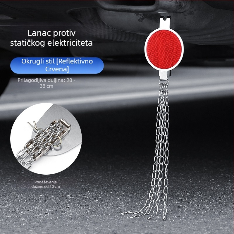 Automobilski eliminator statičkog elektriciteta – podesivi četverovijeni kovni reflektirajući elektrostaticki pojas, viseći tip, anti-statički (Marka: Turning Point)