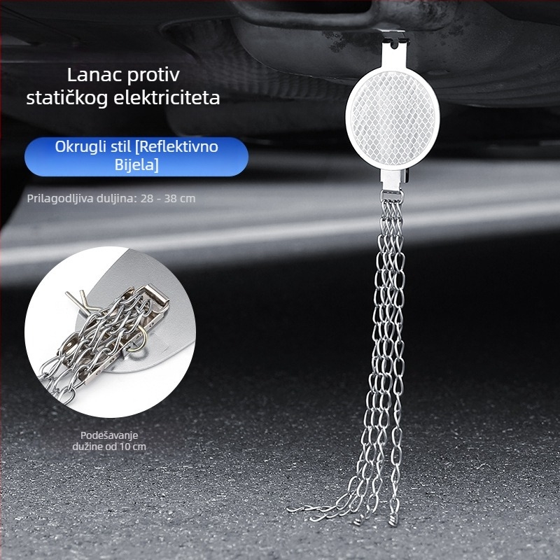 Automobilski eliminator statičkog elektriciteta – podesivi četverovijeni kovni reflektirajući elektrostaticki pojas, viseći tip, anti-statički (Marka: Turning Point)