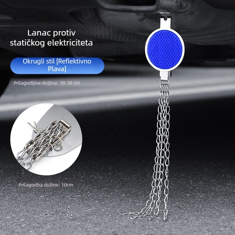 Automobilski eliminator statičkog elektriciteta – podesivi četverovijeni kovni reflektirajući elektrostaticki pojas, viseći tip, anti-statički (Marka: Turning Point)