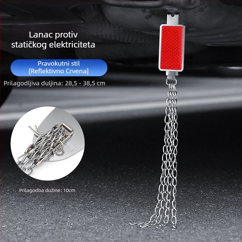 Automobilski eliminator statičkog elektriciteta – podesivi četverovijeni kovni reflektirajući elektrostaticki pojas, viseći tip, anti-statički (Marka: Turning Point)