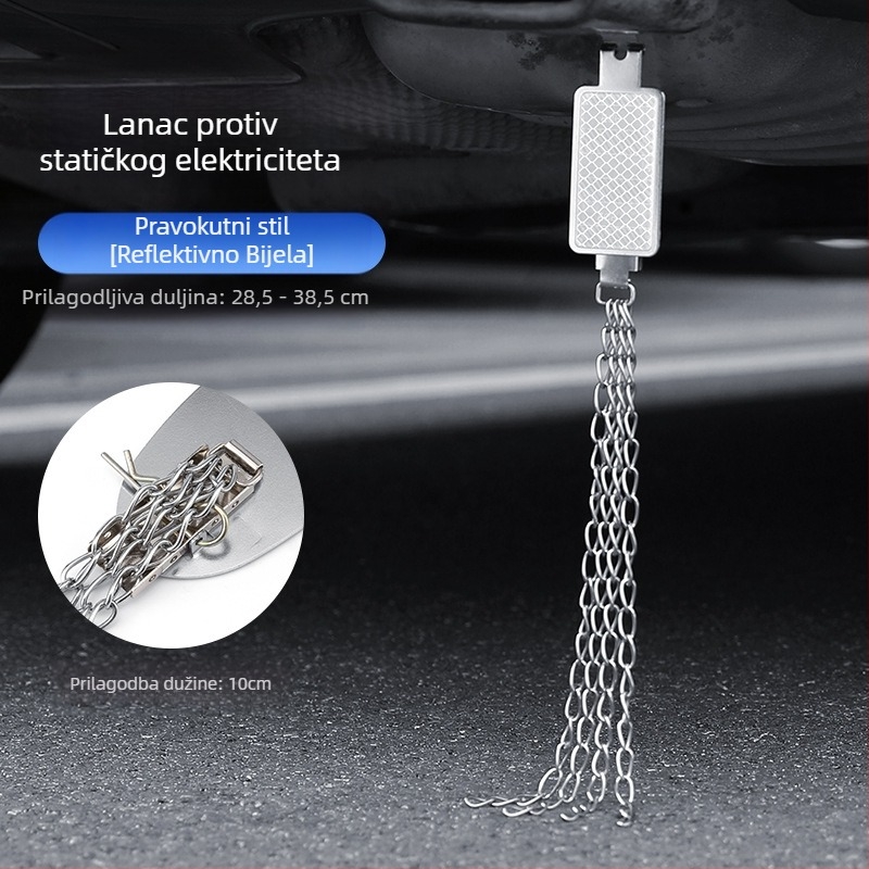 Automobilski eliminator statičkog elektriciteta – podesivi četverovijeni kovni reflektirajući elektrostaticki pojas, viseći tip, anti-statički (Marka: Turning Point)