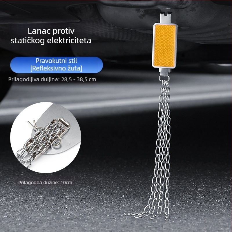 Automobilski eliminator statičkog elektriciteta – podesivi četverovijeni kovni reflektirajući elektrostaticki pojas, viseći tip, anti-statički (Marka: Turning Point)