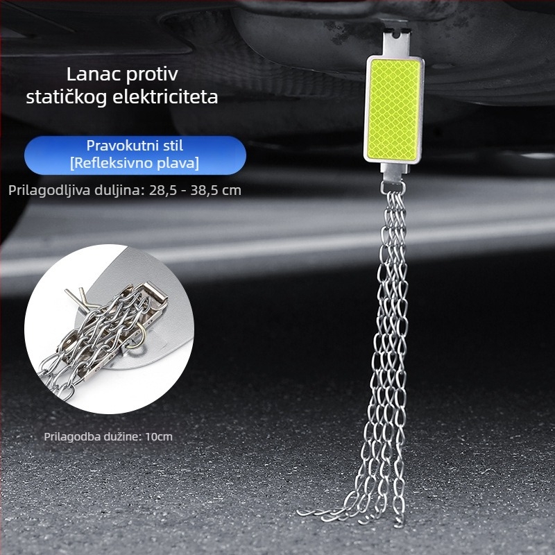 Automobilski eliminator statičkog elektriciteta – podesivi četverovijeni kovni reflektirajući elektrostaticki pojas, viseći tip, anti-statički (Marka: Turning Point)