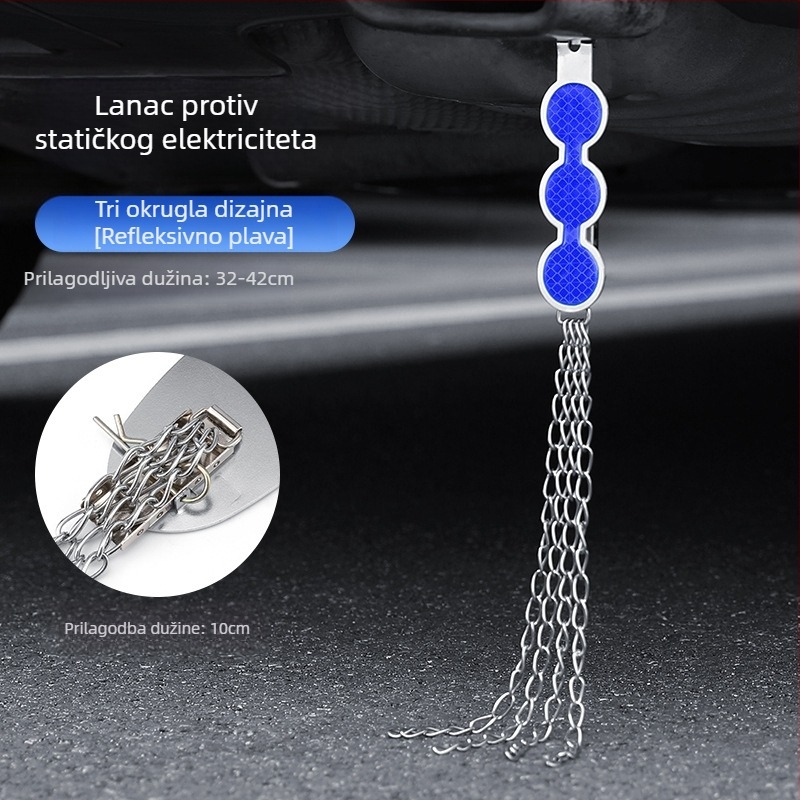 Automobilski eliminator statičkog elektriciteta – podesivi četverovijeni kovni reflektirajući elektrostaticki pojas, viseći tip, anti-statički (Marka: Turning Point)