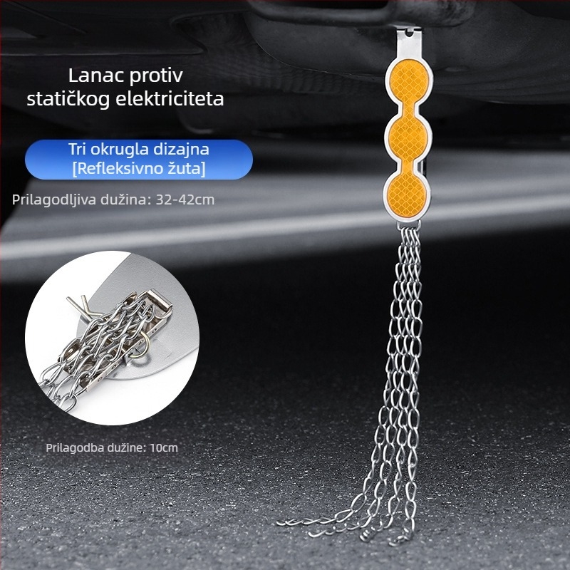 Automobilski eliminator statičkog elektriciteta – podesivi četverovijeni kovni reflektirajući elektrostaticki pojas, viseći tip, anti-statički (Marka: Turning Point)