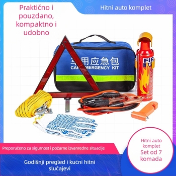 Automobilski hitni set s vatrogasnim aparatom i kompletom prve pomoći – prilagodljiv nužni paket