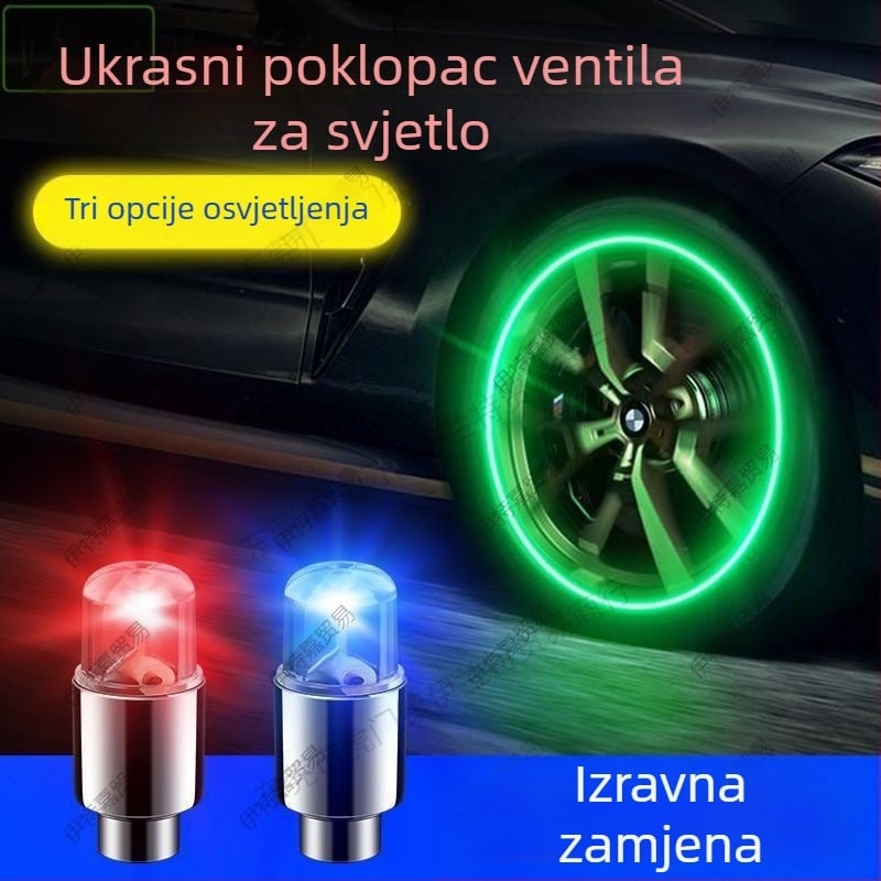 Svijetleći kapica ventila za bezdušnu gumu – aluminij, Snap-on, talijanski navoj, zajednička šupljina jezgre