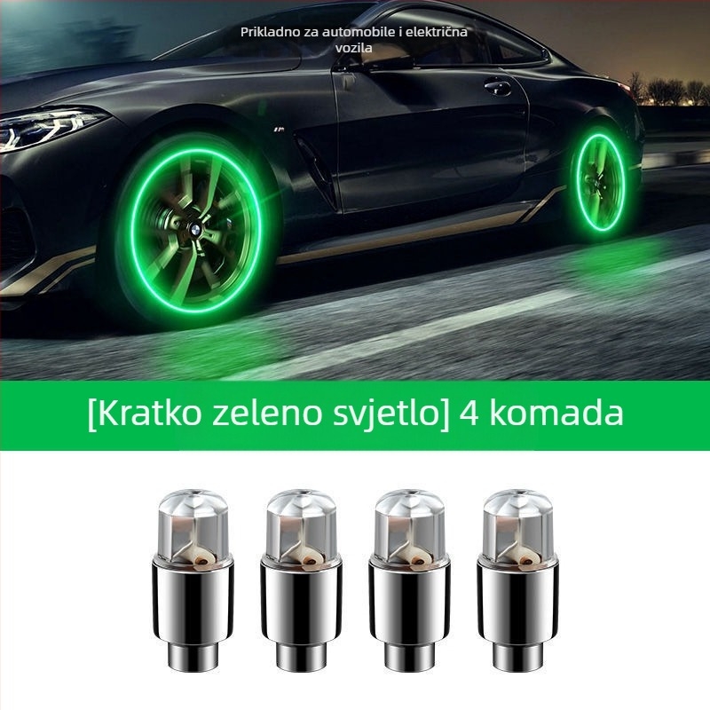 Svijetleći kapica ventila za bezdušnu gumu – aluminij, Snap-on, talijanski navoj, zajednička šupljina jezgre