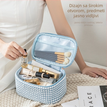 Si difu Velvet kozmetička torbica — pliš materijal, kvadratni oblik, organizator za šminku za putovanja