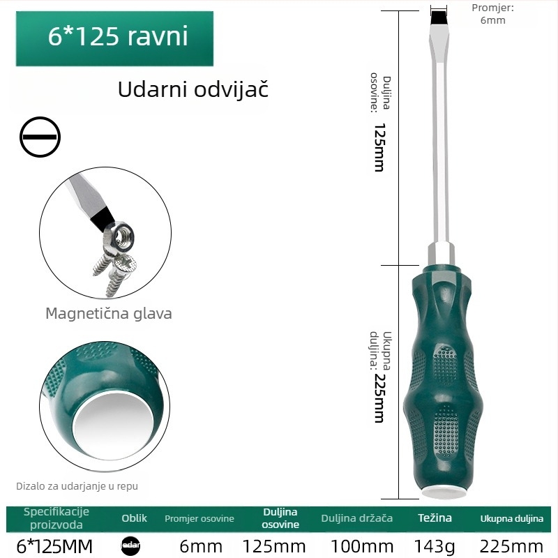 TOTCHI magnetski odvijač, krom-vanadijska čeli, neizoliran, križna glava, Torx Plum Blossom tip