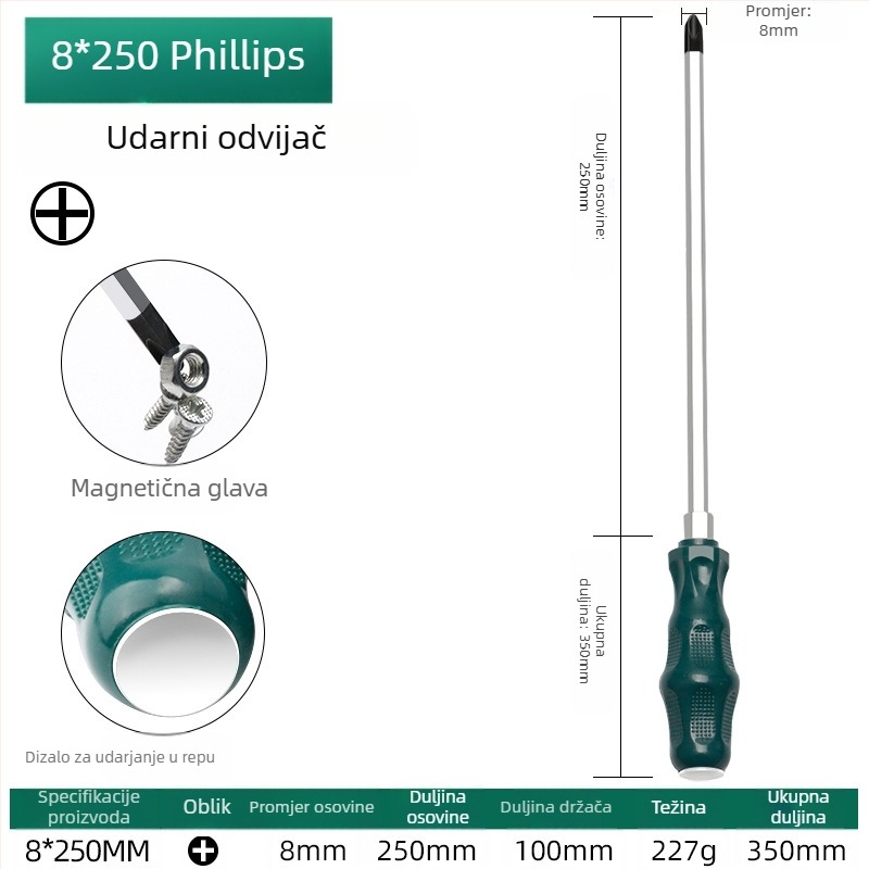 TOTCHI magnetski odvijač, krom-vanadijska čeli, neizoliran, križna glava, Torx Plum Blossom tip