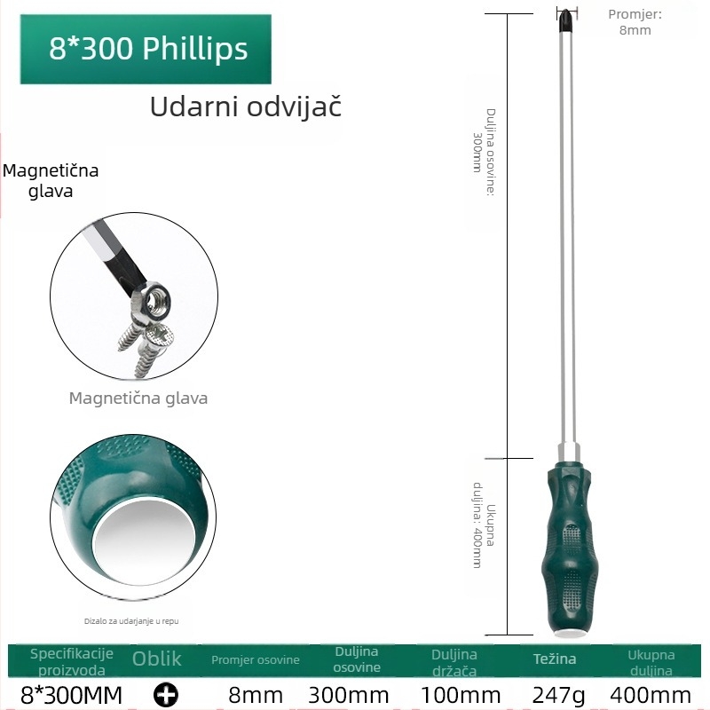 TOTCHI magnetski odvijač, krom-vanadijska čeli, neizoliran, križna glava, Torx Plum Blossom tip